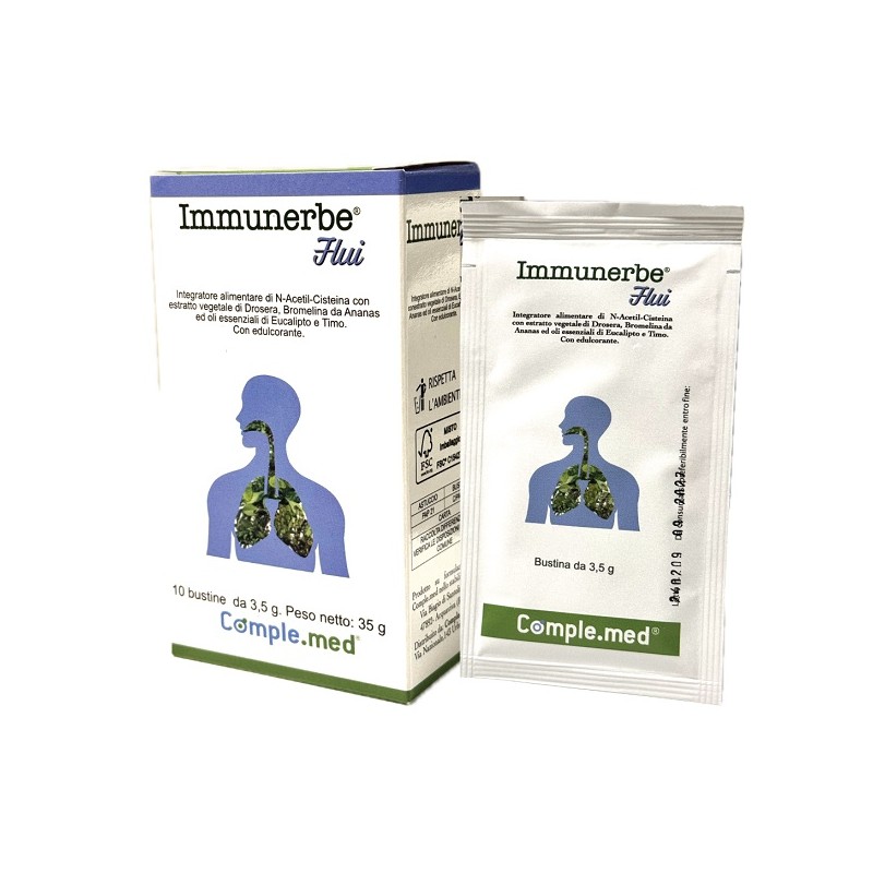Immunerbe Flui N-Acetilcisteina e Bromelina Vie Respiratorie 10 Bustine