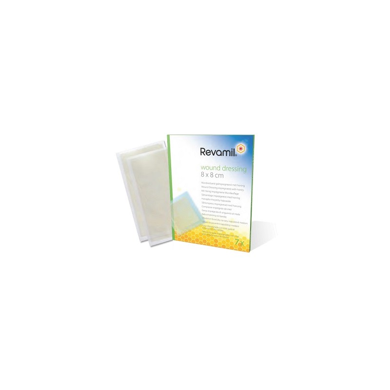Revamil Garza Medicata al Miele Medicale 8x8 cm 7 Pezzi