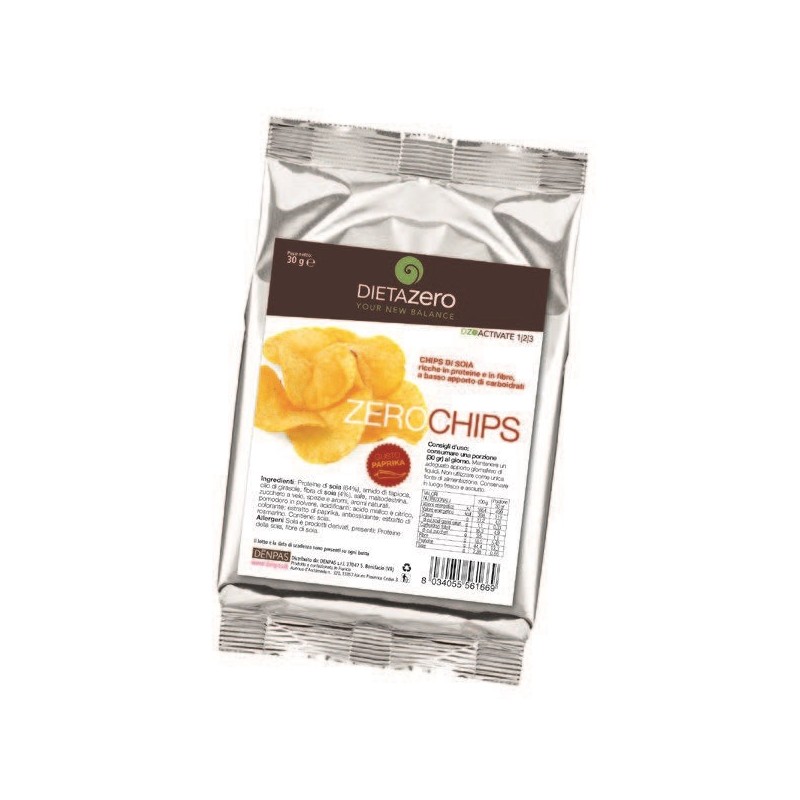 Zero Chips di Soia Paprika Snack Proteico Low Carb 30 g Zero Chips di Soia Paprika Snack Proteico Low Carb 30 g