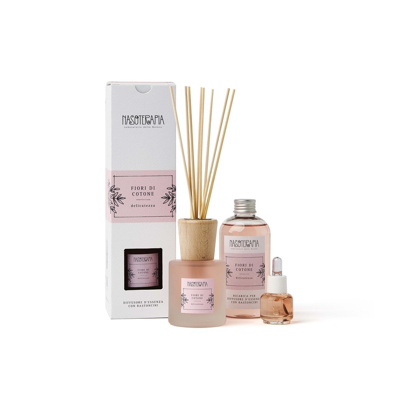 Nasoterapia Diffusore Bastoncini Fiori di Cotone per Ambienti 100 ml Nasoterapia Diffusore Bastoncini Fiori di Cotone per Ambienti 100 ml