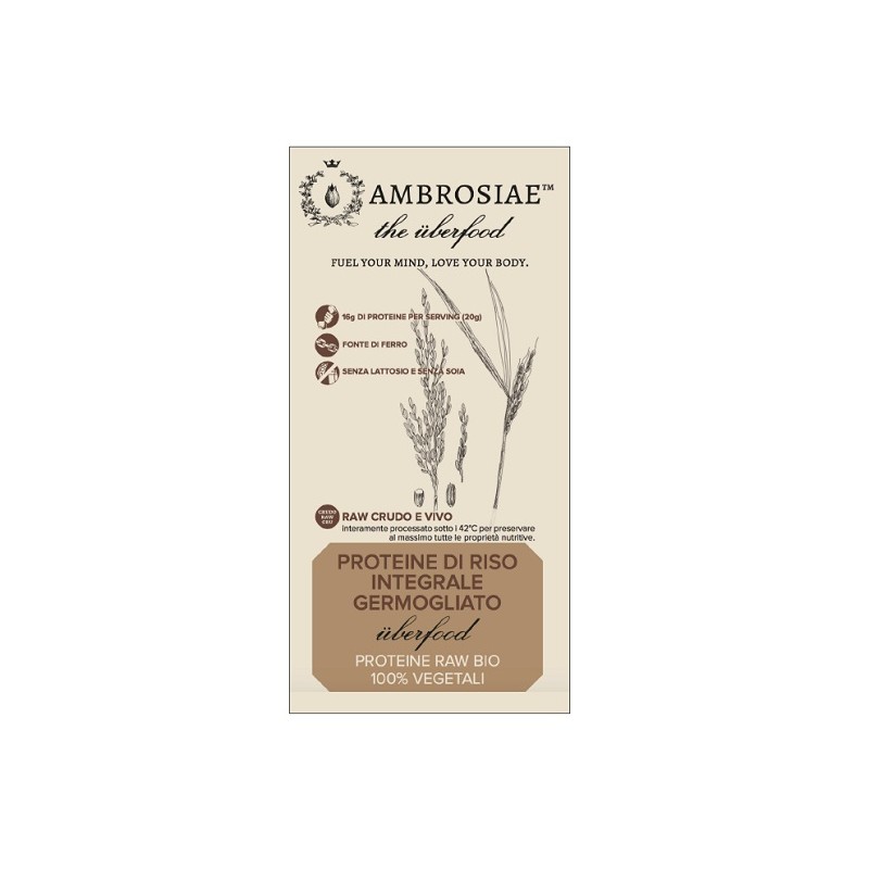 Ambrosiae Uberfood Proteine di Riso Integrale Germogliato Bio Raw 200 g