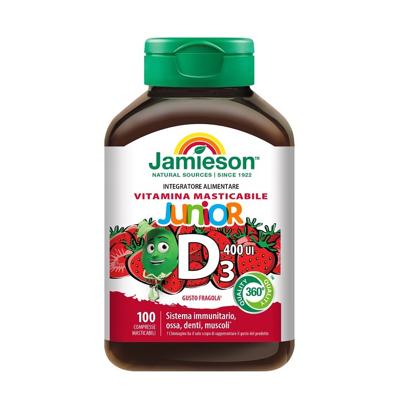 Jamieson Vitamina D3 Junior 400 UI Fragola 100 Compresse Masticabili