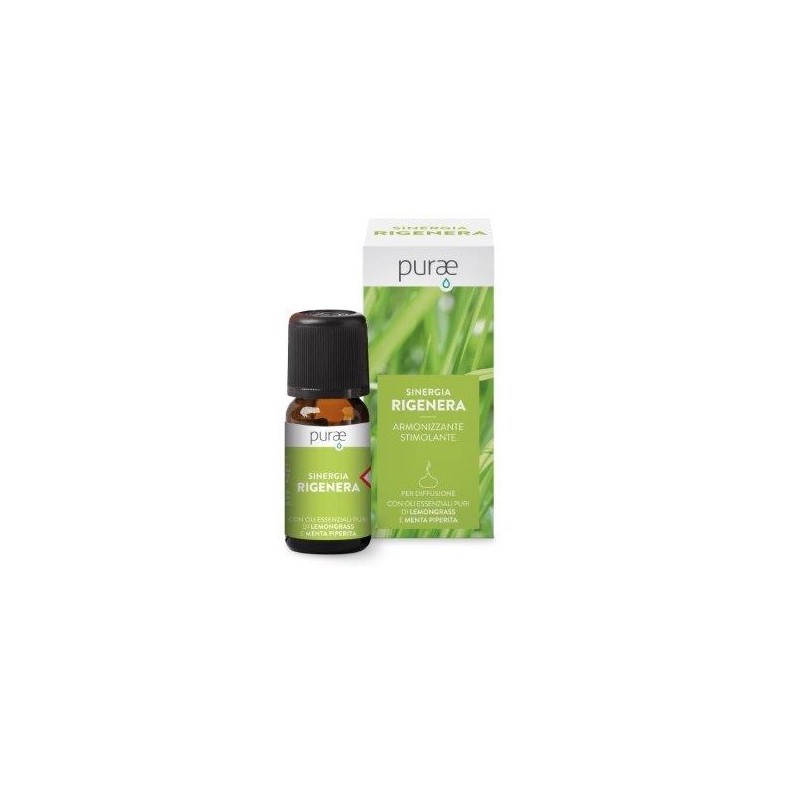 Purae Sinergia Rigenera Oli Essenziali Lemongrass e Menta 10 ml Purae Sinergia Rigenera Oli Essenziali Lemongrass e Menta 10 ml