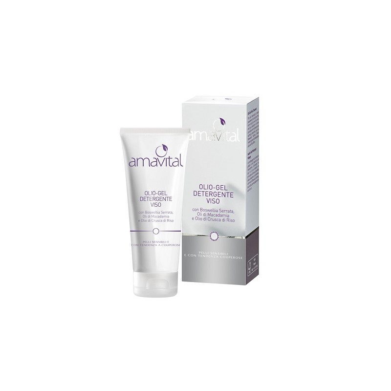 Amavital Olio-Gel Detergente Viso Pelli Sensibili e Couperose 100 ml