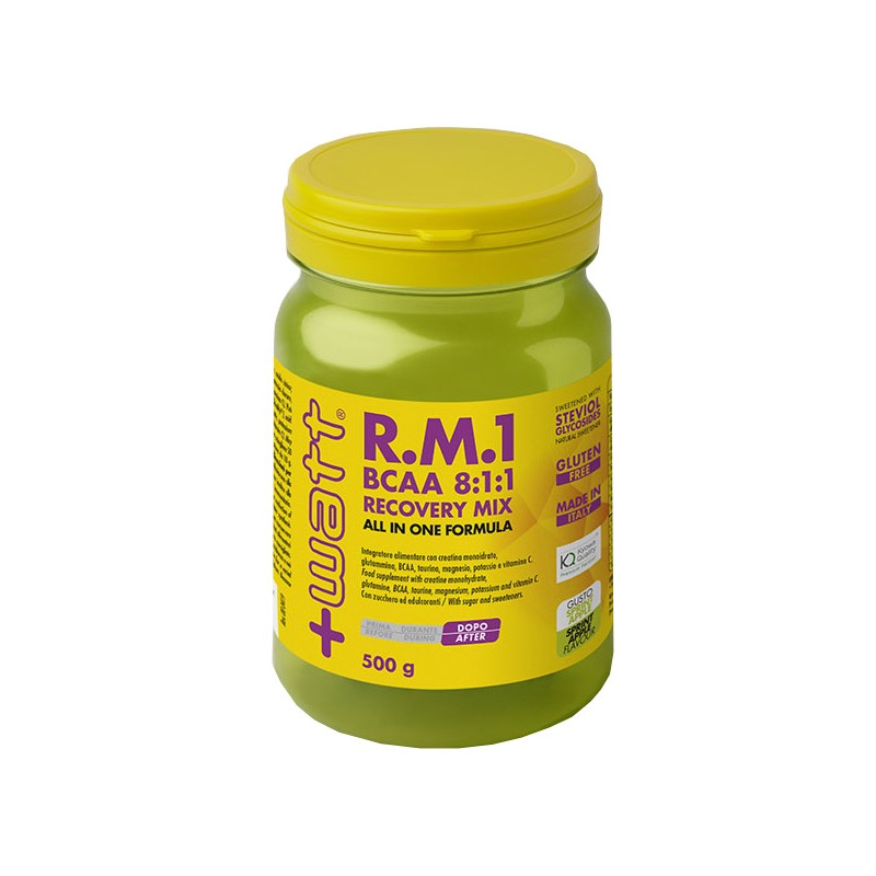 +Watt RM1 BCAA 8:1:1 Recovery Mix All In One Recupero Muscolare Gusto Apple 500 g