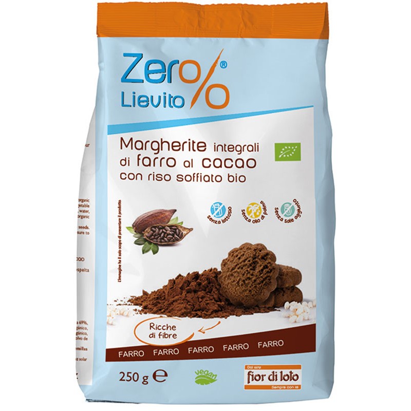 Formato di Fior di Loto Margherite di Farro con Cacao e Riso Soffiato 250 g Formato di Fior di Loto Margherite di Farro con Cacao e Riso Soffiato 250 g