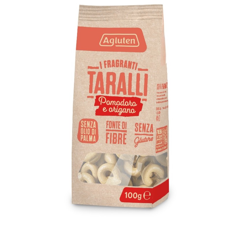 Agluten Taralli Pomodoro e Origano Senza Glutine 100 g Agluten Taralli Pomodoro e Origano Senza Glutine 100 g