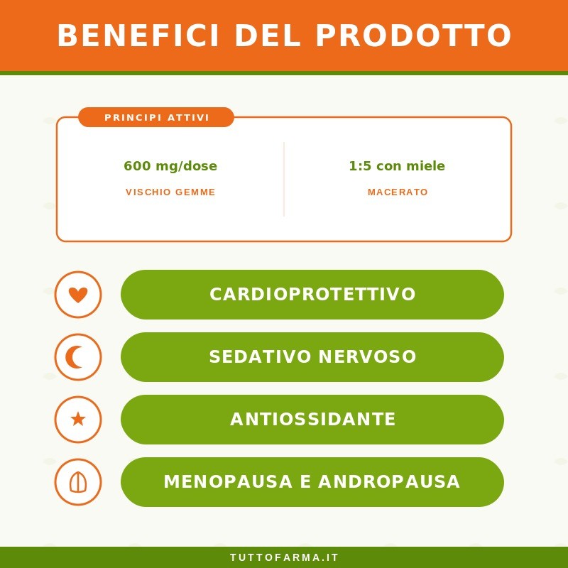 Benefici del prodotto Sygnum Vischio Gemmoderivato per il Benessere Cardiovascolare e Sistema Nervoso 50ml Benefici del prodotto Sygnum Vischio Gemmoderivato per il Benessere Cardiovascolare e Sistema Nervoso 50ml