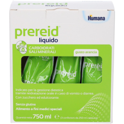 scatola di Humana Prereid Liquido Soluzione Reidratante per Disidratazione 3x250ml scatola di Humana Prereid Liquido Soluzione Reidratante per Disidratazione 3x250ml