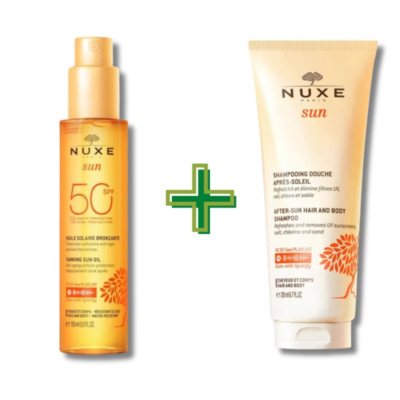 Nuxe Sun Olio Spf50 kit protezione solare e doposole 150ml + 100ml