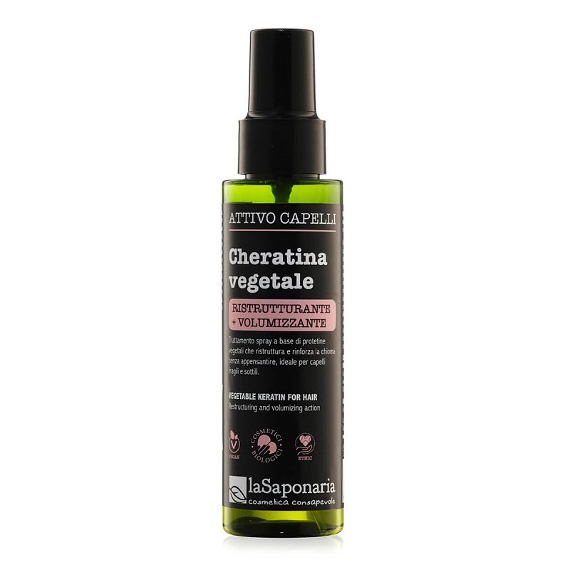 La Saponaria Cheratina Vegetale Attivo Spray Capelli Ristrutturante 100ml