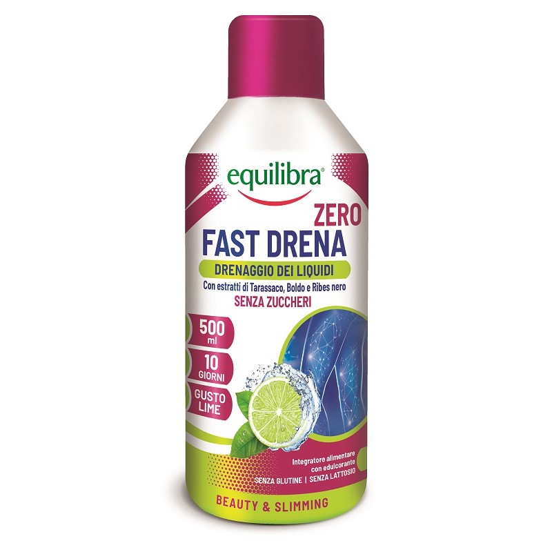 Bottiglia di Equilibra Fast Drena Zero Drenante Depurativo Gusto Lime 500ml Bottiglia di Equilibra Fast Drena Zero Drenante Depurativo Gusto Lime 500ml
