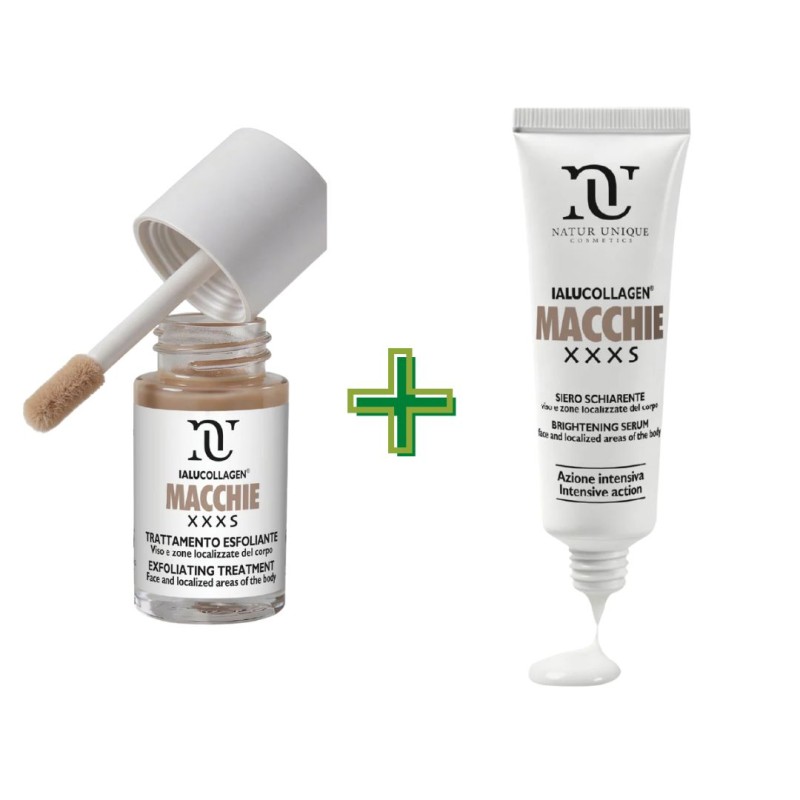 Kit Natur Unique Ialucollagen Macchie Xxxs Kit per Macchie Cutanee e Discromie Esfoliante 10ml + Siero 30ml