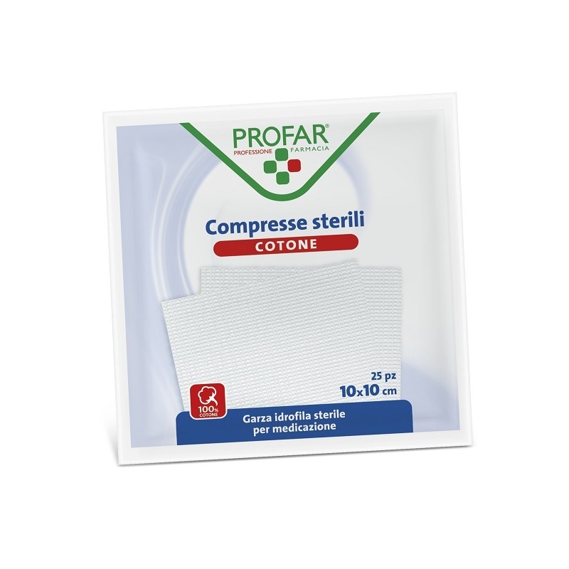 Garza Cotone Profar Compressa Sterile 10x10 cm - 25 Pezzi Garza Cotone Profar Compressa Sterile 10x10 cm - 25 Pezzi