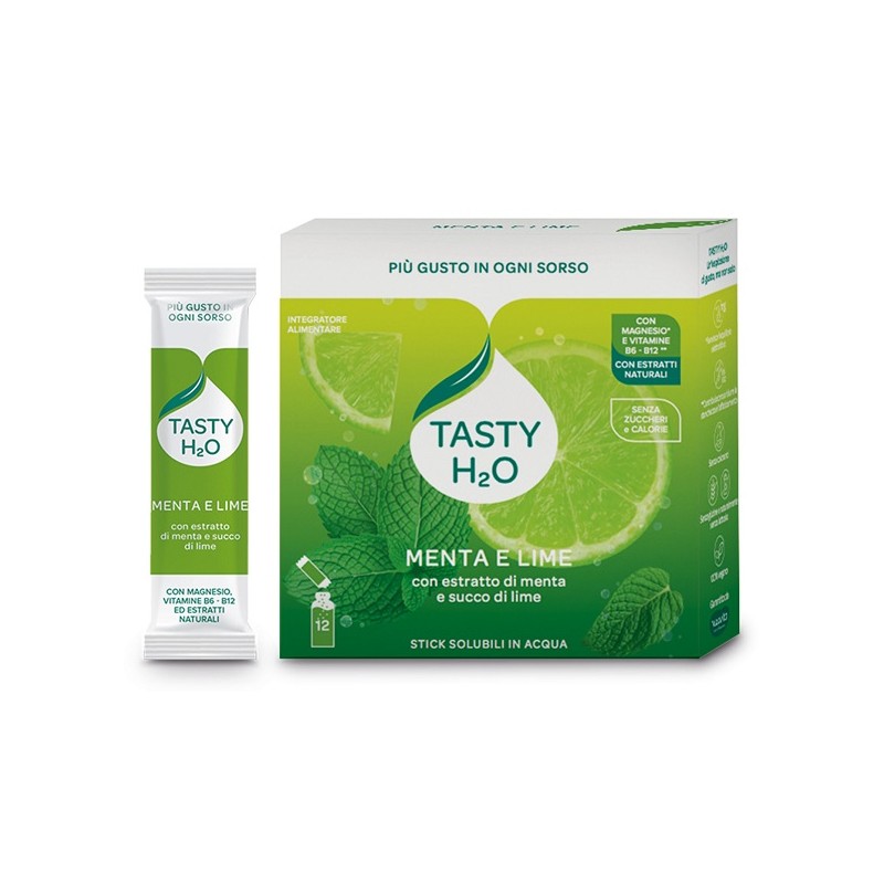 Tasty H2o Menta e Lime Integratore Stanchezza 12 Stick Tasty H2o Menta e Lime Integratore Stanchezza 12 Stick