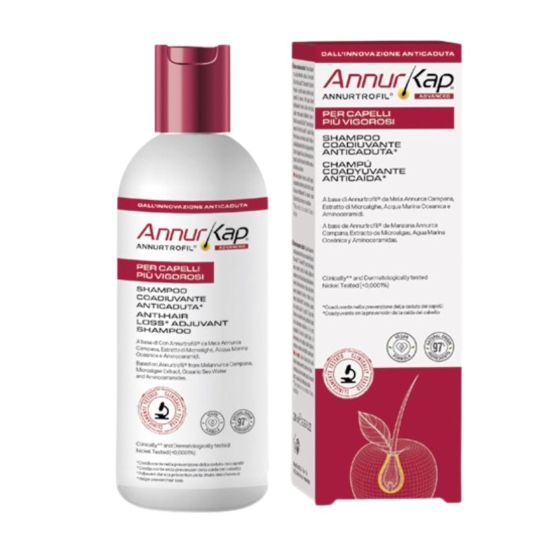 Flacone Annurkap Advanced Shampoo Coadiuvante Anticaduta per Capelli Fragili 200 ml Flacone Annurkap Advanced Shampoo Coadiuvante Anticaduta per Capelli Fragili 200 ml