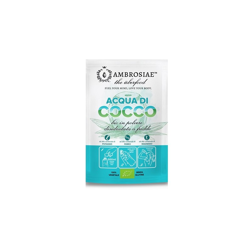 Ambrosiae Acqua di Cocco Bio in Polvere Integratore di Potassio e Magnesio 10 g Ambrosiae Acqua di Cocco Bio in Polvere Integratore di Potassio e Magnesio 10 g