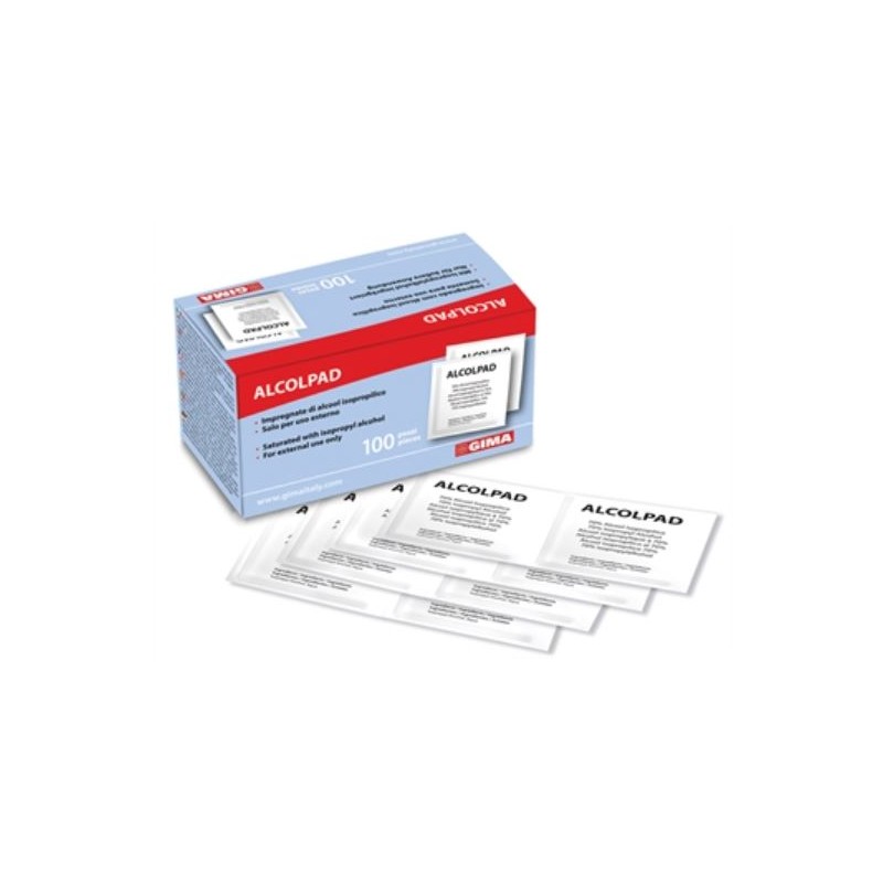 Alcolpad 70% Alcool Isopropilico Tamponi Disinfettanti 100 Pezzi Alcolpad 70% Alcool Isopropilico Tamponi Disinfettanti 100 Pezzi