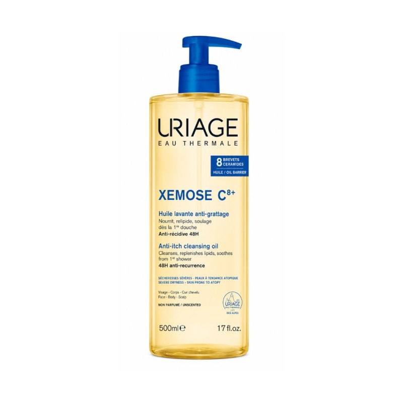 Flacone di Uriage Xemose C8+ Olio Detergente per Cute Secca 500ml Flacone di Uriage Xemose C8+ Olio Detergente per Cute Secca 500ml