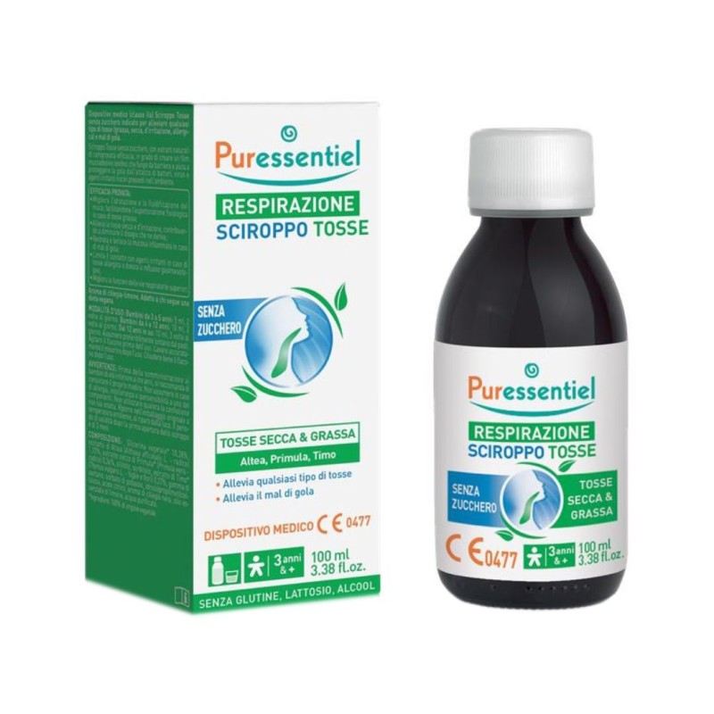 Formato di Puressential Sciroppo per la Tosse Senza Zucchero per Tosse Secca e Grassa 100 ml
