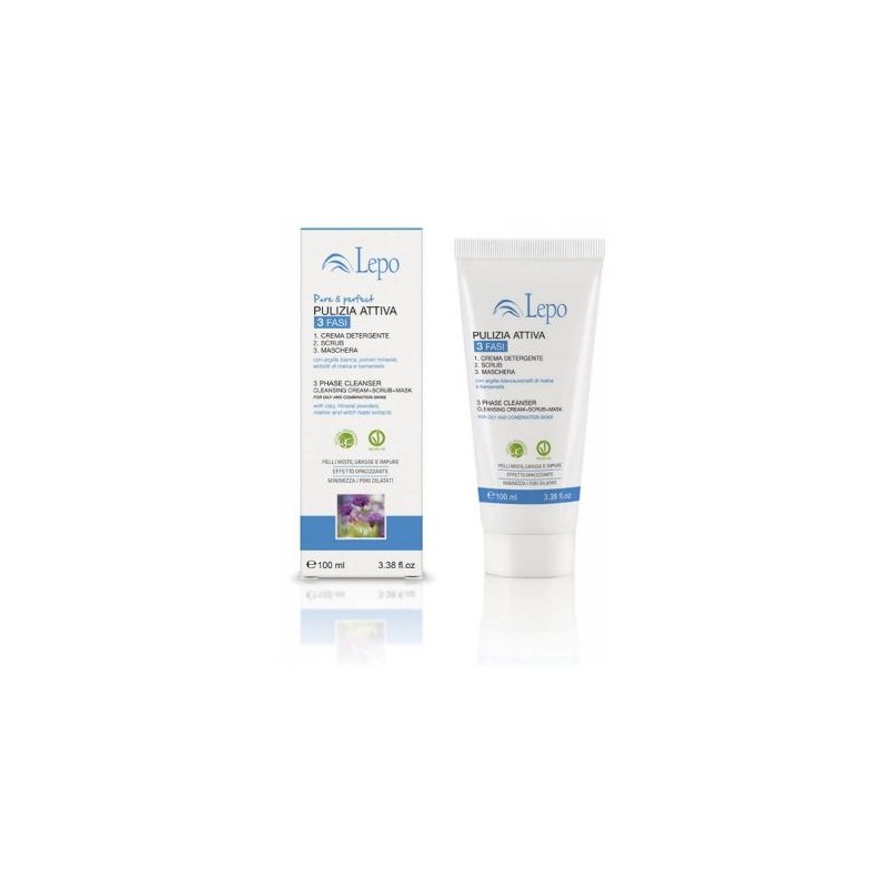 Lepo Pulizia Attiva 3 Fasi Detergente Scrub Maschera Pelle Grassa 100 ml