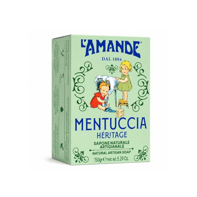 Formato di L'Amande Sapone Naturale Artigianale Mentuccia per Viso e Corpo 150 g Formato di L'Amande Sapone Naturale Artigianale Mentuccia per Viso e Corpo 150 g