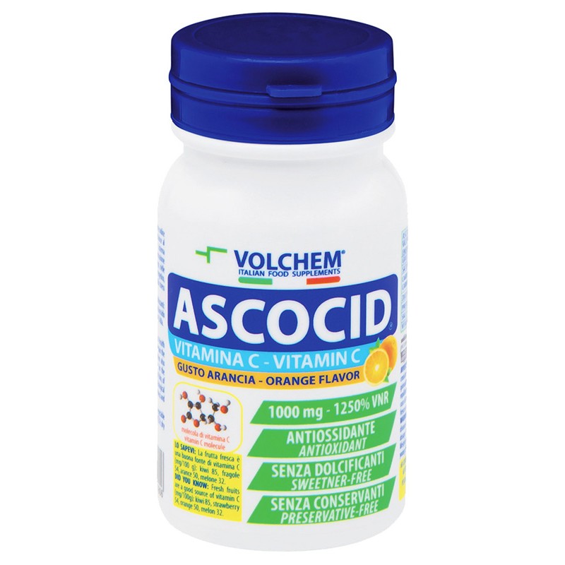 Ascocid Volchem Vitamina C 1000 mg Antiossidante 60 Compresse Masticabili Ascocid Volchem Vitamina C 1000 mg Antiossidante 60 Compresse Masticabili