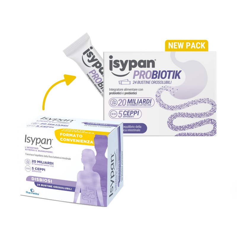Nuovo formato di Isypan Probiotik Integratore di Fermenti Lattici Probiotici 24 Bustine Nuovo formato di Isypan Probiotik Integratore di Fermenti Lattici Probiotici 24 Bustine
