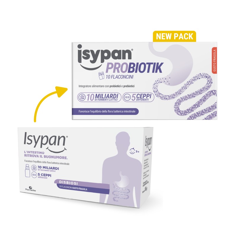 Confezione di Isypan Disbiosi Fermenti Lattici per Equilibrio Intestinale 10 Flaconcini da 10ml Confezione di Isypan Disbiosi Fermenti Lattici per Equilibrio Intestinale 10 Flaconcini da 10ml