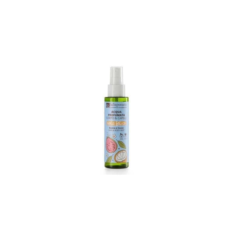 Flacone di La Saponaria Acqua Profumata Corpo e Capelli Guava e Cocco 100 ml Flacone di La Saponaria Acqua Profumata Corpo e Capelli Guava e Cocco 100 ml
