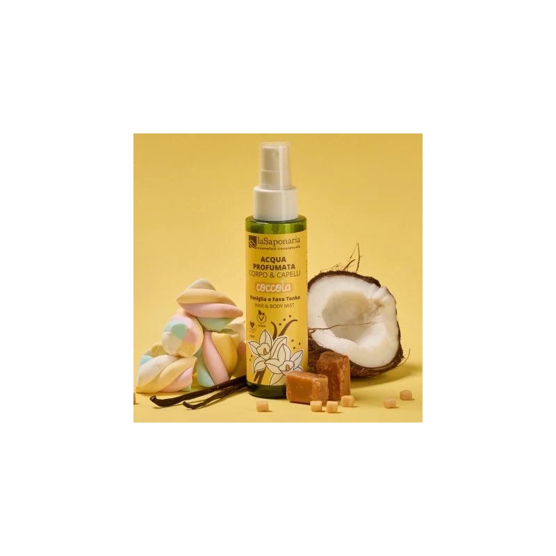Fragranza di La Saponaria Coccola Acqua Profumata Vaniglia e Fava Tonka per Corpo e Capelli 100 ml Fragranza di La Saponaria Coccola Acqua Profumata Vaniglia e Fava Tonka per Corpo e Capelli 100 ml