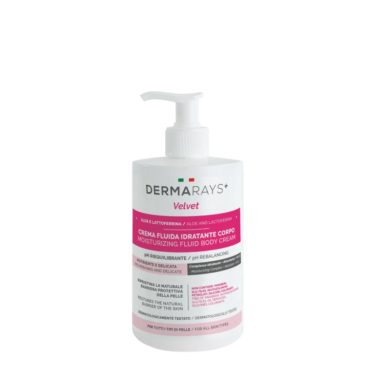 Flacone di Dermarays Velvet Crema Fluida Idratante per il Corpo 500 ml Flacone di Dermarays Velvet Crema Fluida Idratante per il Corpo 500 ml