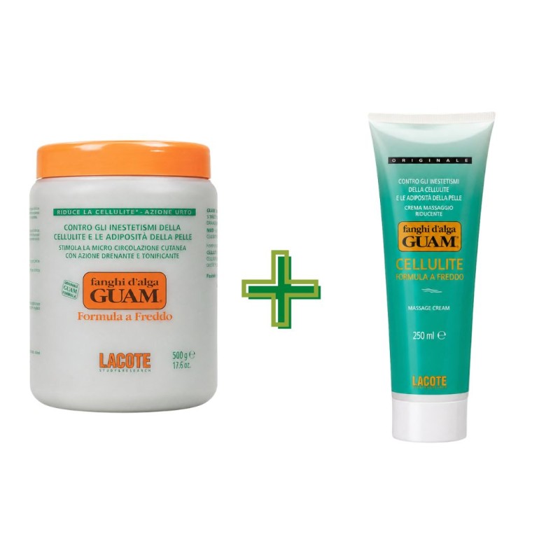 Prodotti singoli Fanghi d'Alga Guam Convenienza Fredda Kit Vaso 1kg + 250 ml Crema Gel