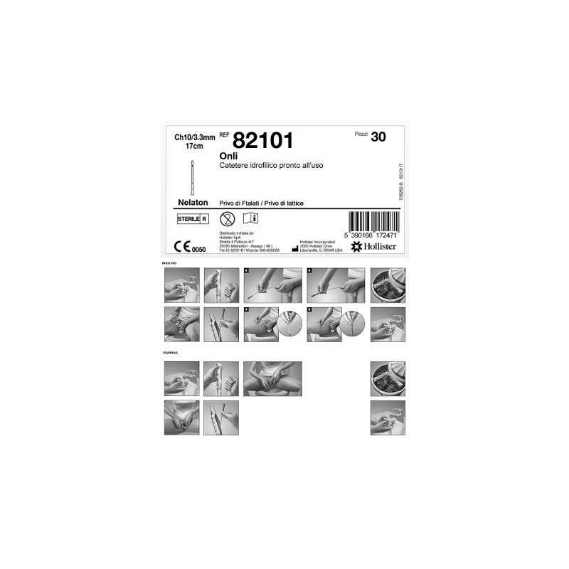 Catetere Idrofilico Onli 17 cm Ch 10 per Cateterismo Intermittente 30 Pezzi