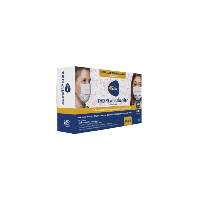 Thd Mask F3 Junior Mascherina Chirurgica Tipo II BFE 99% 20 Pezzi Thd Mask F3 Junior Mascherina Chirurgica Tipo II BFE 99% 20 Pezzi