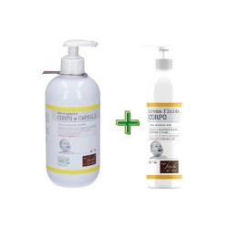 Confezioni di Fiocchi di Riso Detergente Corpo e Capelli Camomilla 400 ml + Crema Corpo 240 ml