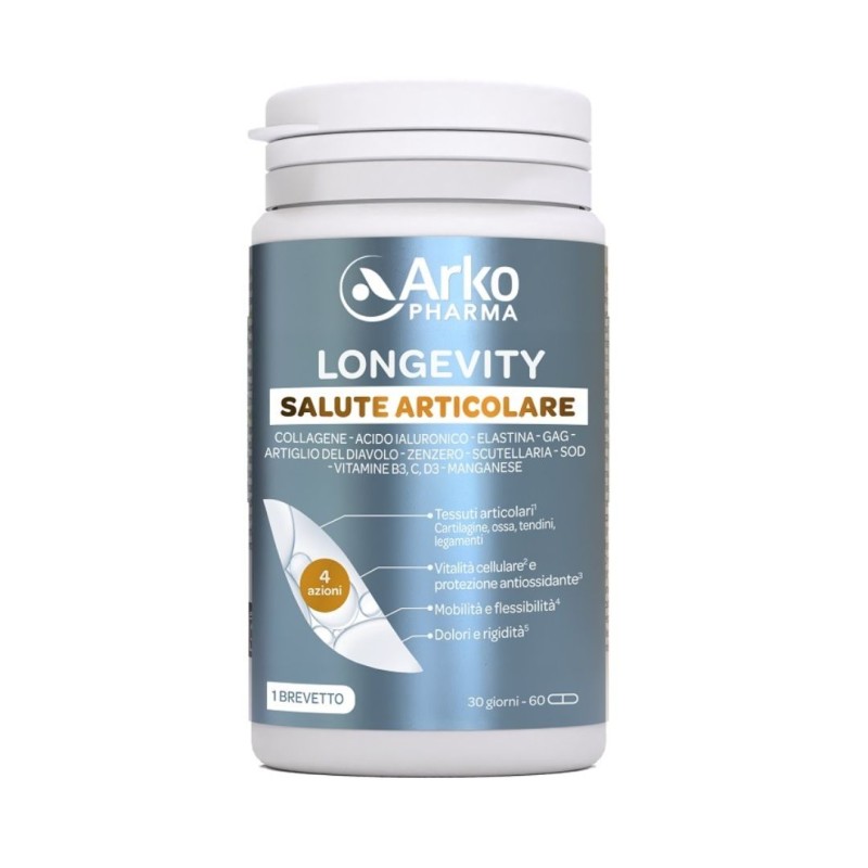 Confezione di Arkopharma Longevity Salute Articolare Integratore per Articolazioni e Mobilità  60 Capsule