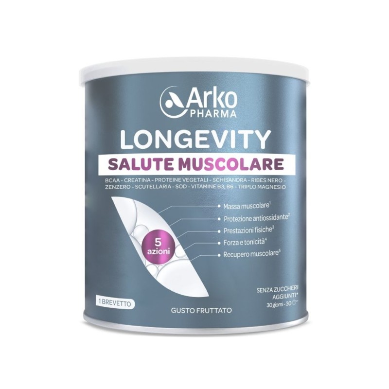 Confezione di Arkopharma Longevity Salute Muscolare Integratore per Massa Muscolare e Recupero 285 g