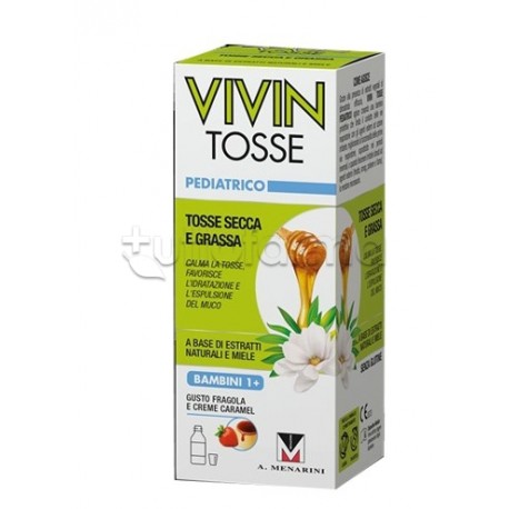 Vivin Tosse Pediatrico Sciroppo Naturale per Tosse Secca e Grassa 150ml al gusto fragola e caramello