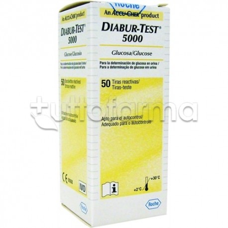 Diabur Test 5000 Glicosuria Verifica Glucosio Urine 50 Strisce Reattive