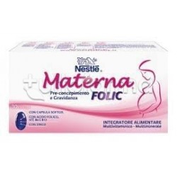 Nestle Materna Folic Integratore per Pregravidanza e Gravidanza 30 Capsule Softgel