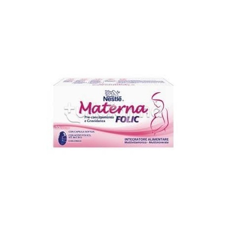 Nestle Materna Folic Integratore per Pregravidanza e Gravidanza 30 Capsule Softgel