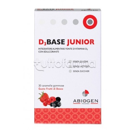 D3Base Junior Integratore con Vitamina D3 30 Caramelle Gusto Arancia