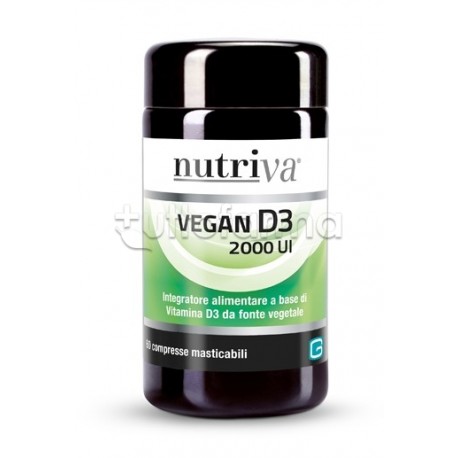 Nutriva Vegan D3 2000 UI Integratore di Vitamina D 60 Compresse Masticabili