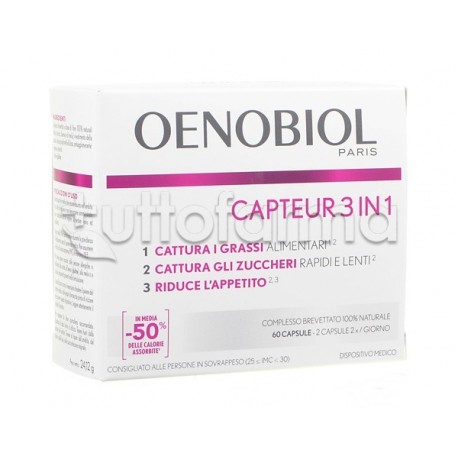 Oenobiol Capteur 3 in 1 per Perdita di Peso e Dieta 60 Capsule