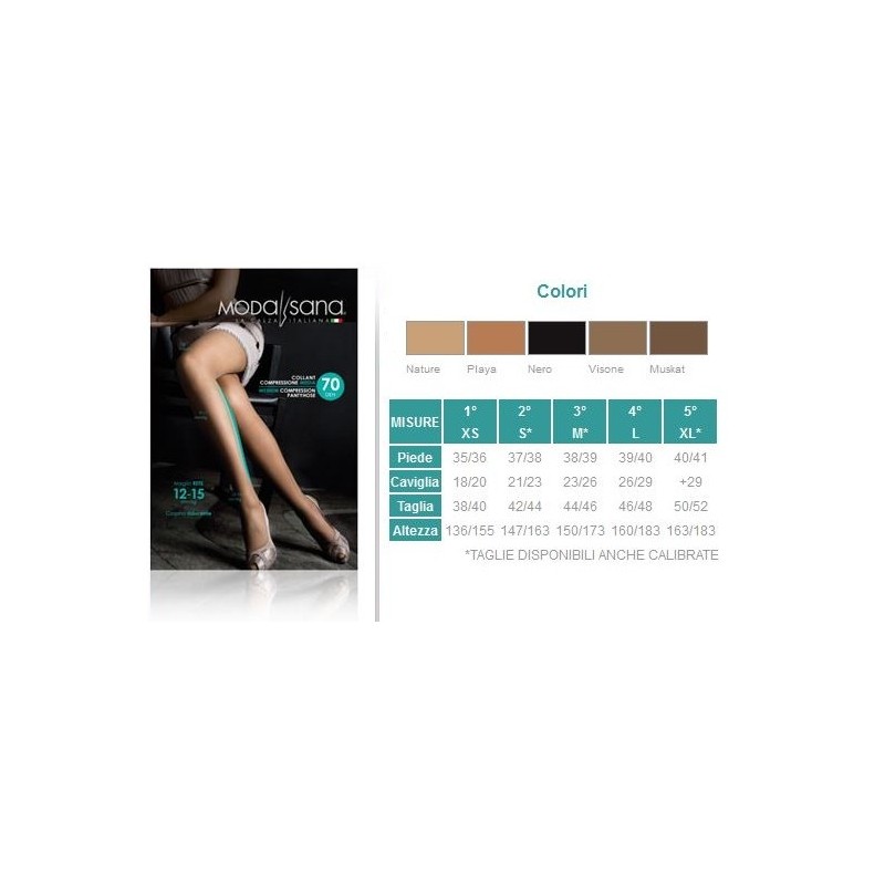 ModaSana Collant Compressione Media 70 Denari Playa Varie Misure
