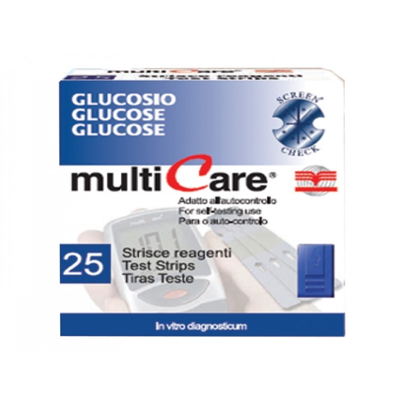 Multicare Glucosio Strisce Per La Misurazione Della Glicemia 25 Strisce