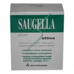 Saugella Attiva Salviettine Intime Detergenti pH 4.5 10 Salviettine Monouso