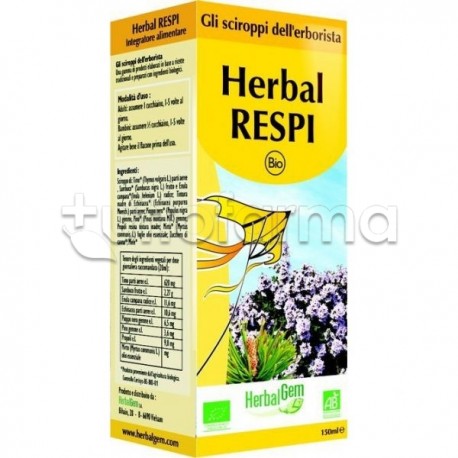 Herbalgem Herbal RESPI per le Vie Respiratorie Flacone Sciroppo 150ml Herbalgem Herbal RESPI per le Vie Respiratorie Flacone Sciroppo 150ml
