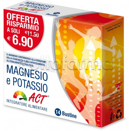 Magnesio E Potassio ACT Integratore 14 Bustine